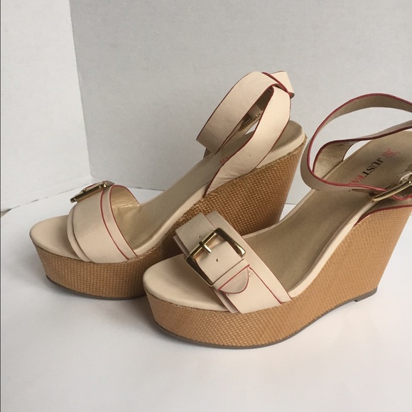 Cream Wedge Platform Sandal 10 Just Fab - Picture 4 of 4